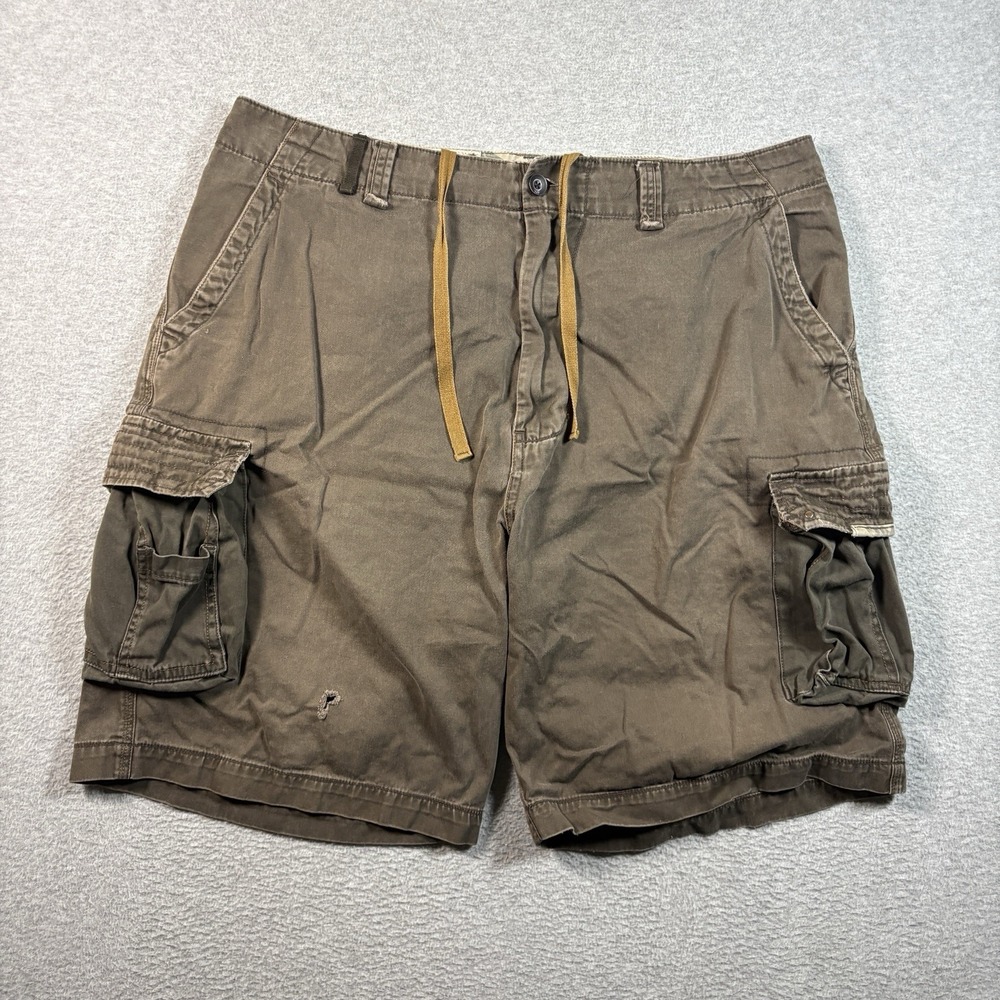 ⁠Vintage Y2K WearFirst Cargo Shorts Mens 38 Brown Utility Distressed Skate Baggy